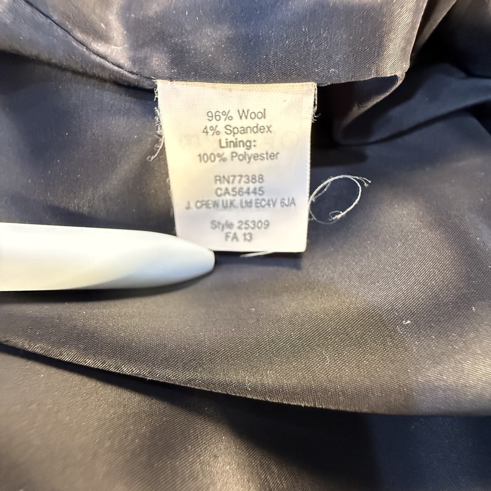 J Crew Peplum Dress Size 0 Stretch Wool Navy Sheath Classic Preppy - Picture 6 of 10